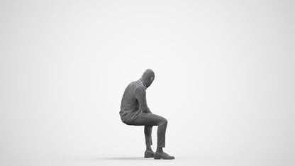realistic 3D people man business sitting, render-ready for V-Ray and Corona, FBX OBJ, wireframe side view