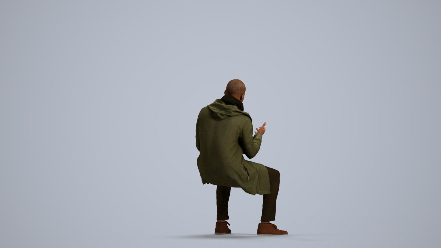 realistic 3D man casual pool, scanned archviz people for Blender and 3ds Max, front view render