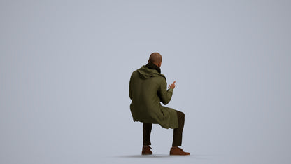 realistic 3D man casual pool, scanned archviz people for Blender and 3ds Max, front view render