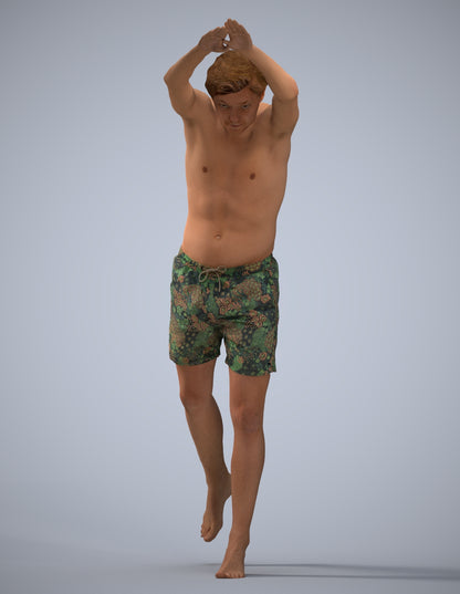 3D people model man pool, scanned human for 3ds Max rendering