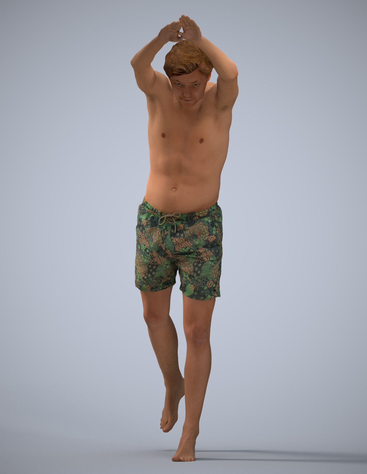 3D people model man pool, scanned human for 3ds Max rendering