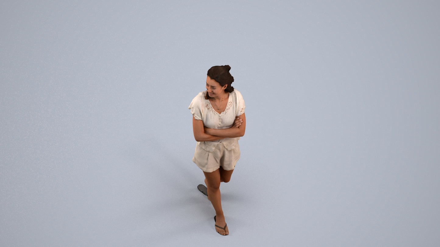 3D people model woman casual walking, scanned human for 3ds Max rendering, back view render