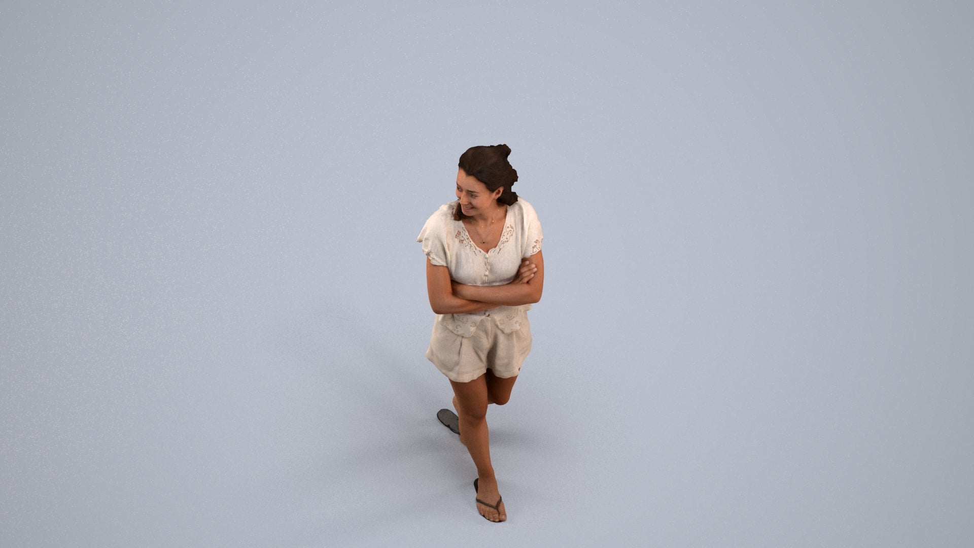 3D people model woman casual walking, scanned human for 3ds Max rendering, back view render