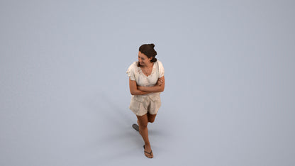 3D people model woman casual walking, scanned human for 3ds Max rendering, back view render