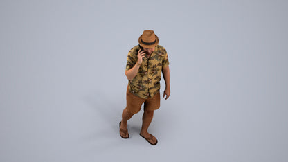 3D human model man walking, photogrammetry scanned person for archviz, back view render