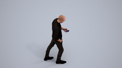 photogrammetry 3D man casual walking, realistic human model archviz FBX, back view render