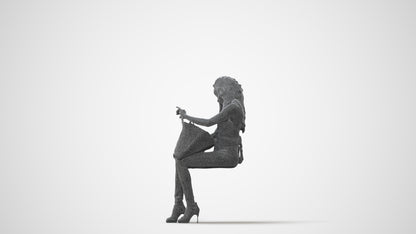 photogrammetry 3D woman casual sitting, realistic human model archviz FBX, square thumbnail
