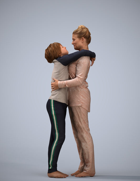 3D human model girl kids, photogrammetry scanned person for archviz