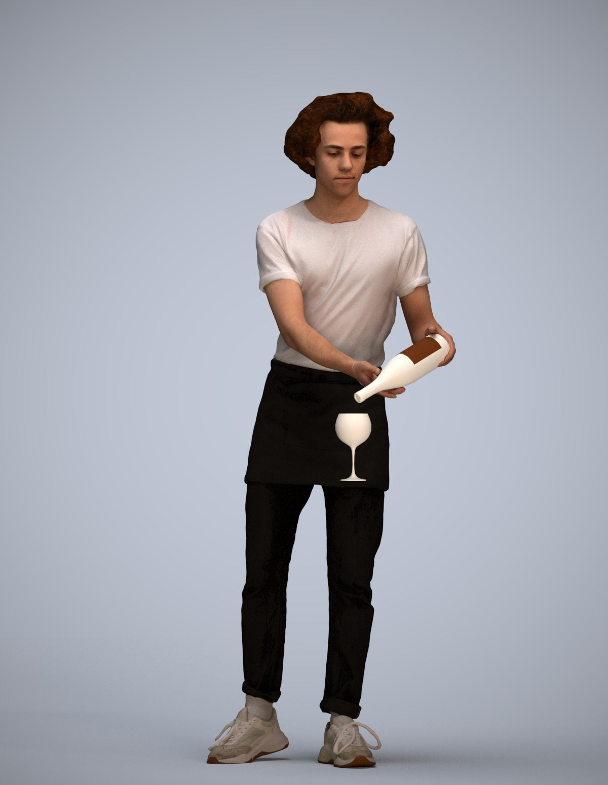 realistic 3D human man hospitality, archviz people FBX OBJ for Blender