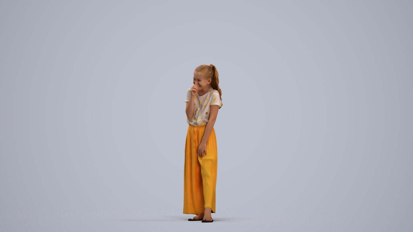 3D people model girl casual kids, scanned human for 3ds Max rendering, standing pose render