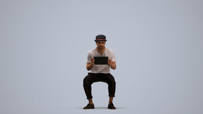 scanned 3D man casual sitting, photogrammetry people for Enscape and V-Ray, standing pose render