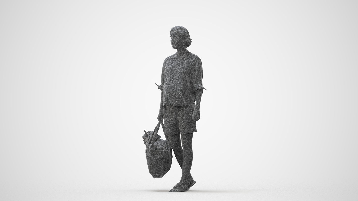 3D scanned woman shopping casual, photorealistic archviz people for Enscape and SketchUp, square thumbnail