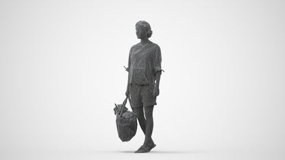 3D scanned woman shopping casual, photorealistic archviz people for Enscape and SketchUp, square thumbnail