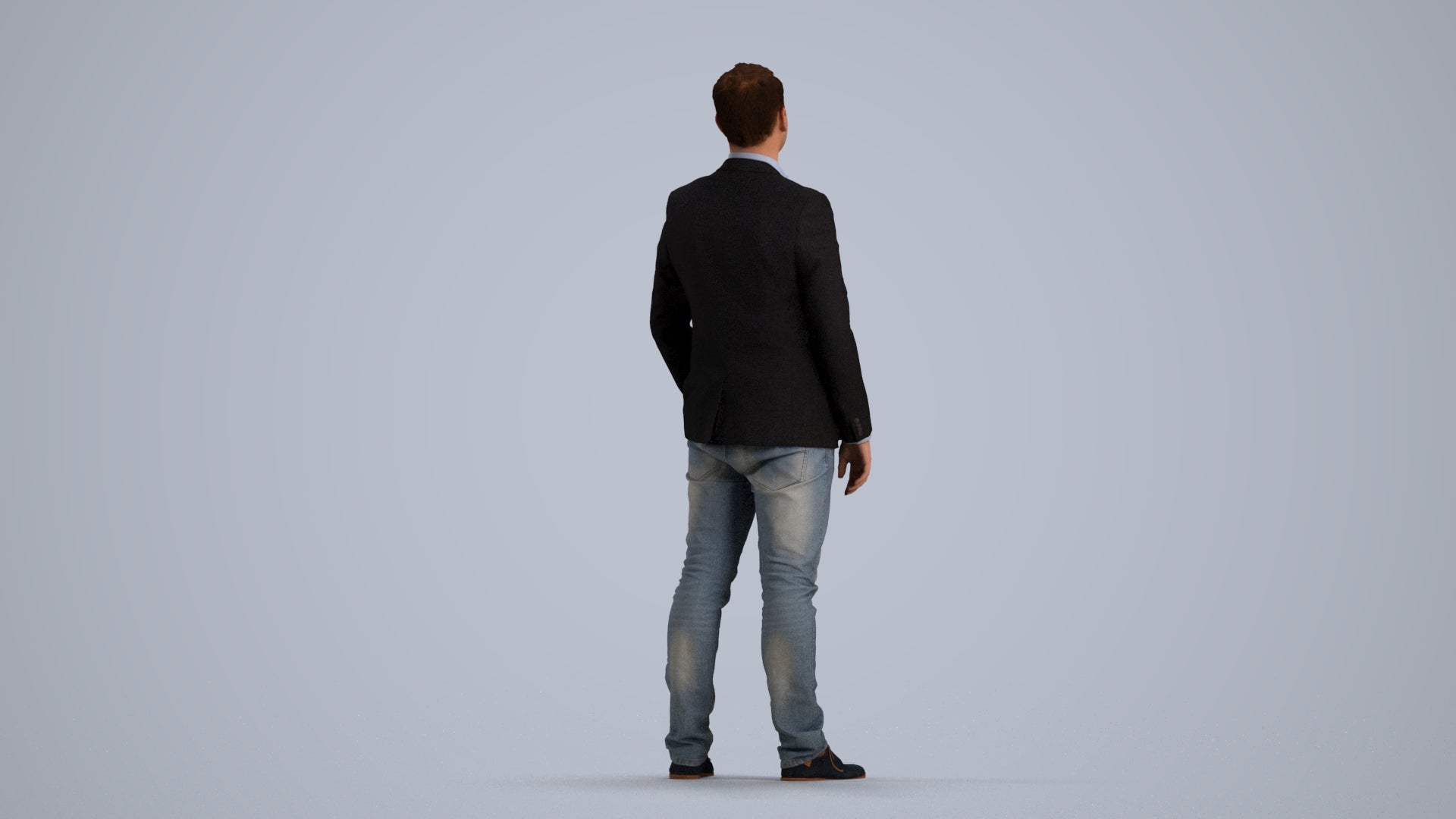 3D people model man business, scanned human for 3ds Max rendering, front view render