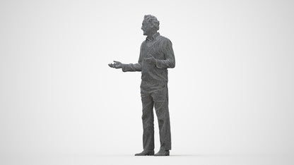 realistic 3D human man business standing, archviz people FBX OBJ for Blender, wireframe back view