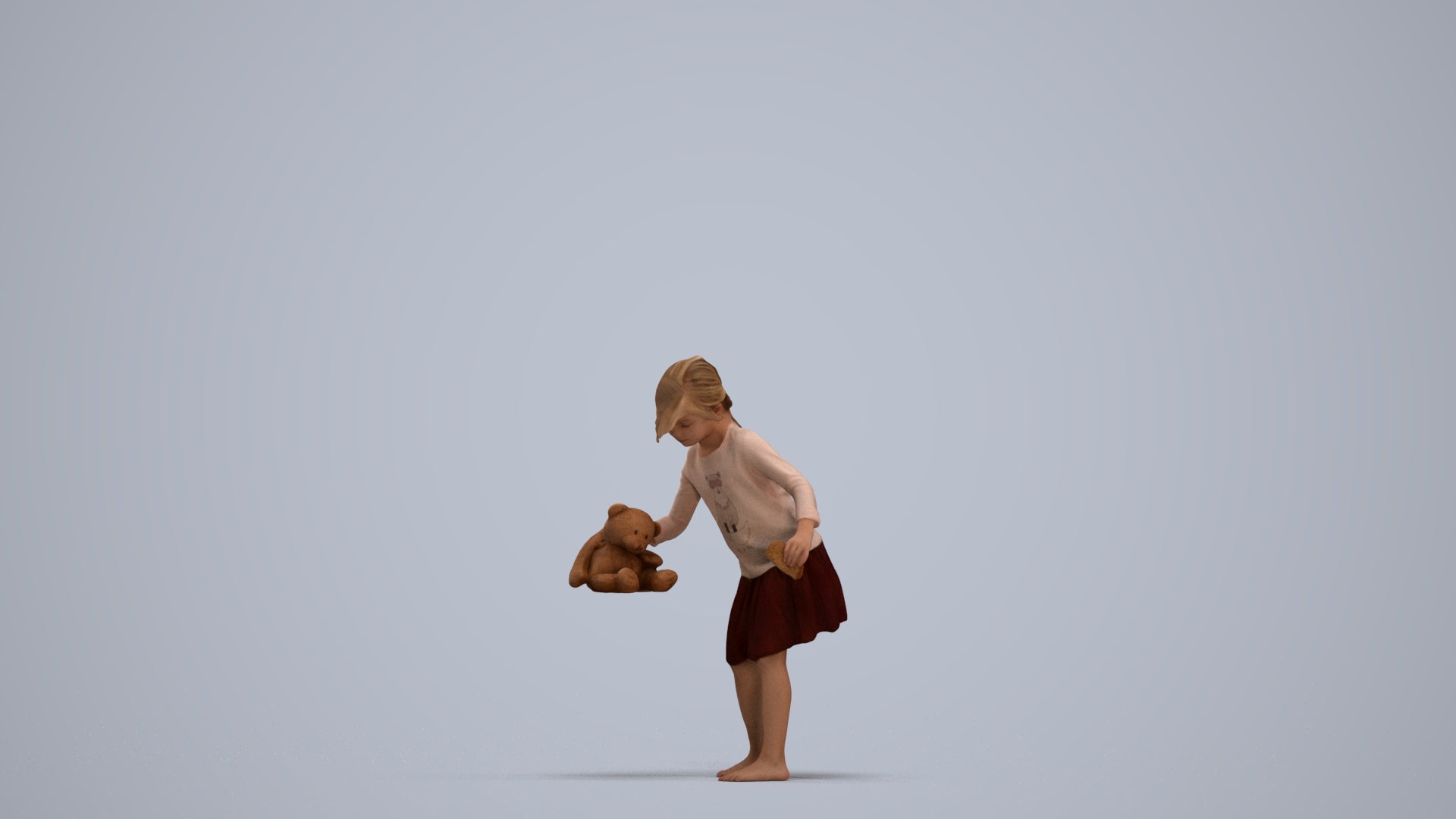 realistic 3D human girl kids, archviz people FBX OBJ for Blender, standing pose render