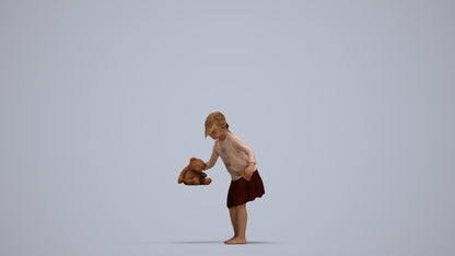 realistic 3D human girl kids, archviz people FBX OBJ for Blender, standing pose render