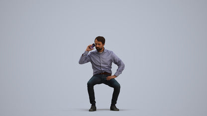 realistic 3D man business sitting, scanned archviz people for Blender and 3ds Max, standing pose render