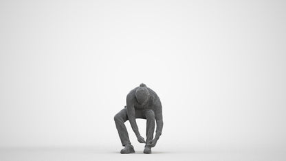3D scanned man sitting casual, photorealistic archviz people for Enscape and SketchUp, three-quarter front view render