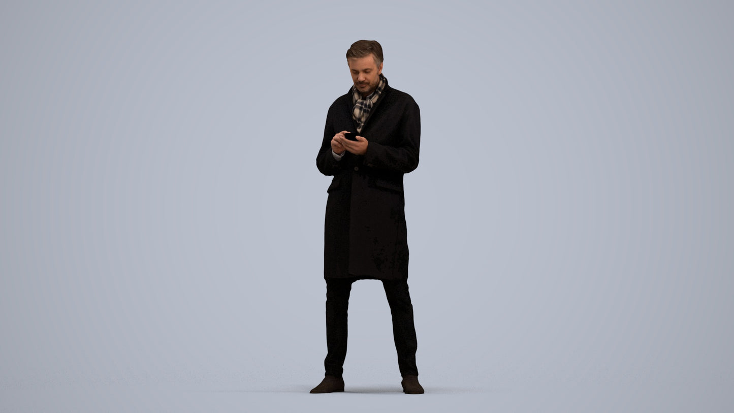 photogrammetry 3D man standing, realistic human model archviz FBX, standing pose render