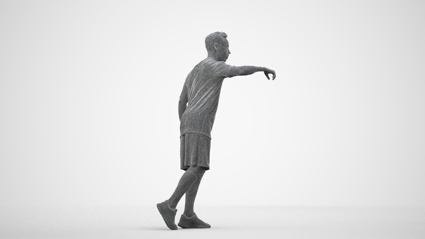 realistic 3D people man sport, render-ready for V-Ray and Corona, FBX OBJ, wireframe side view