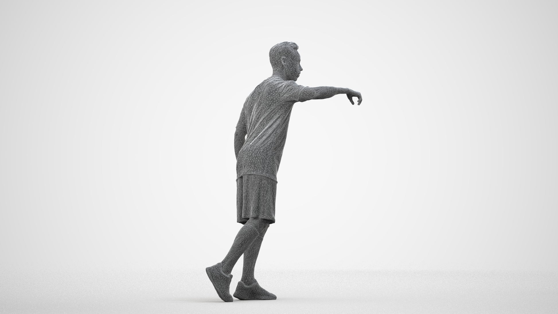 realistic 3D people man sport, render-ready for V-Ray and Corona, FBX OBJ, wireframe side view