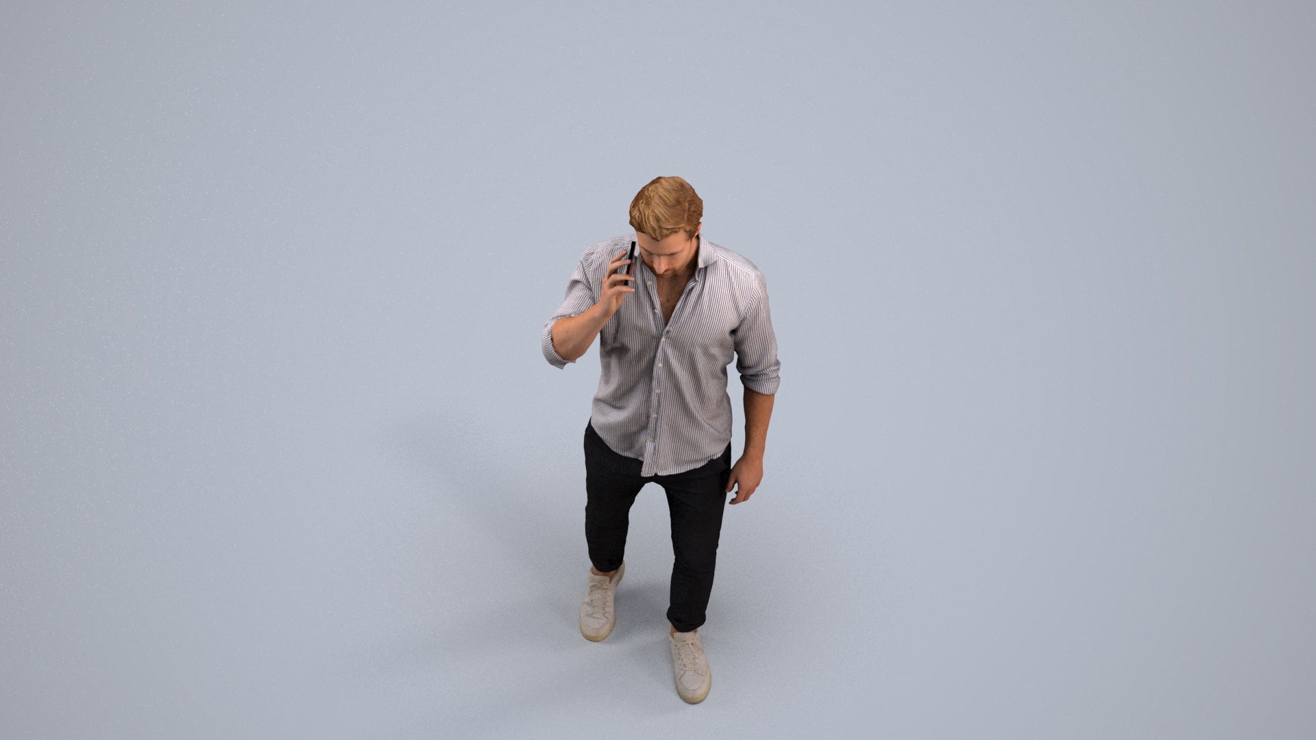 realistic 3D people man casual walking, render-ready for V-Ray and Corona, FBX OBJ, back view render