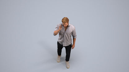 realistic 3D people man casual walking, render-ready for V-Ray and Corona, FBX OBJ, back view render