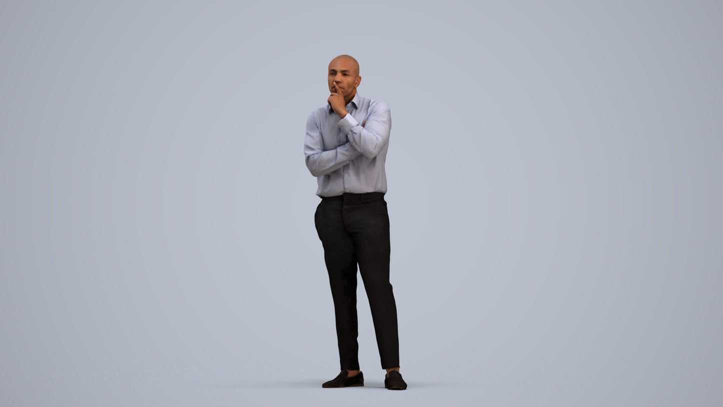 3D people model man business, scanned human for 3ds Max rendering, standing pose render