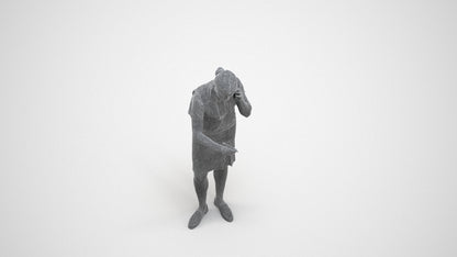 realistic 3D woman hospitality, scanned archviz people for Blender and 3ds Max, wireframe three-quarter view