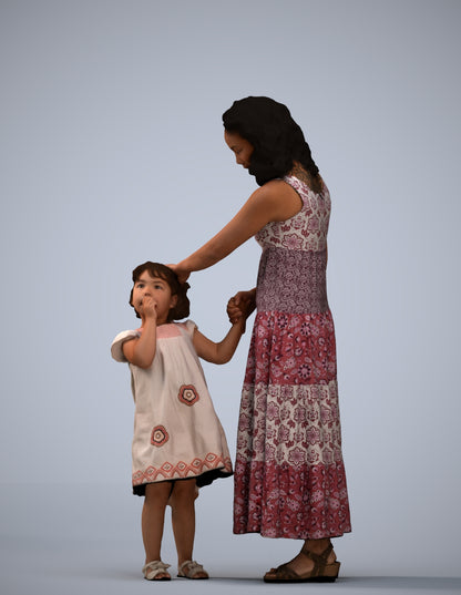 realistic 3D people girl casual kids, render-ready for V-Ray and Corona, FBX OBJ