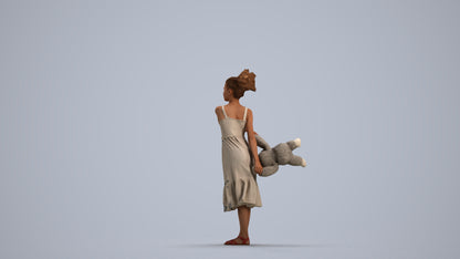 scanned 3D girl casual kids, photogrammetry people for Enscape and V-Ray, front view render