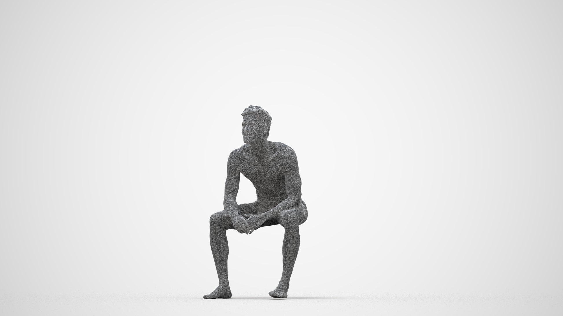 photogrammetry 3D man pool, realistic human model archviz FBX, wireframe back view