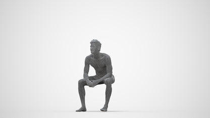 photogrammetry 3D man pool, realistic human model archviz FBX, wireframe back view
