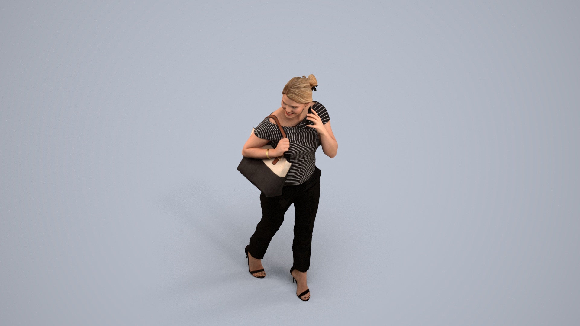 scanned 3D woman business standing, photogrammetry people for Enscape and V-Ray, back view render