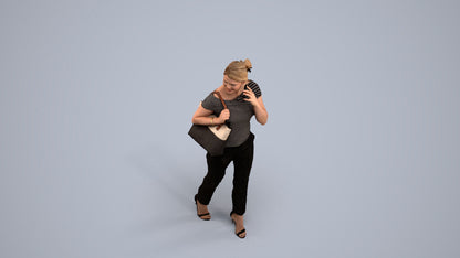 scanned 3D woman business standing, photogrammetry people for Enscape and V-Ray, back view render