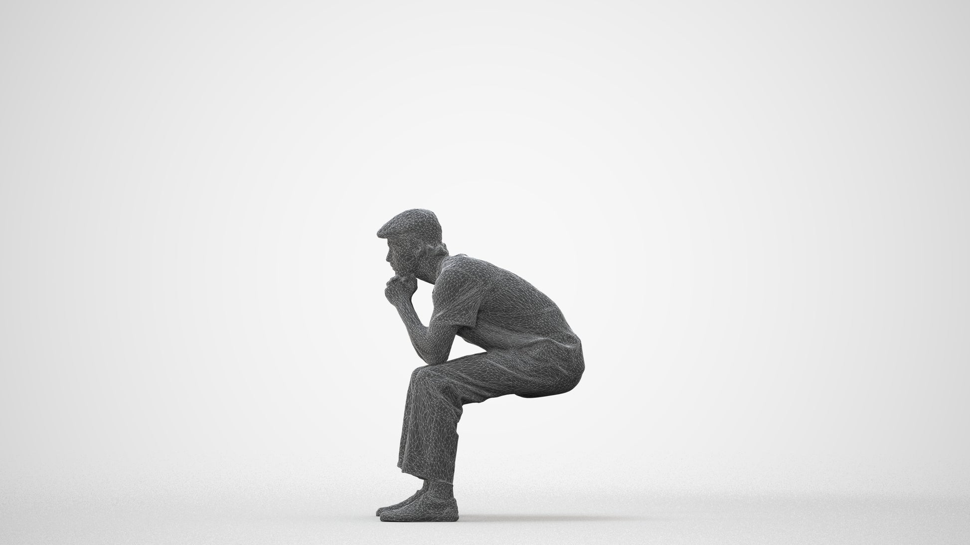 3D scanned man sitting casual, photorealistic archviz people for Enscape and SketchUp, square thumbnail