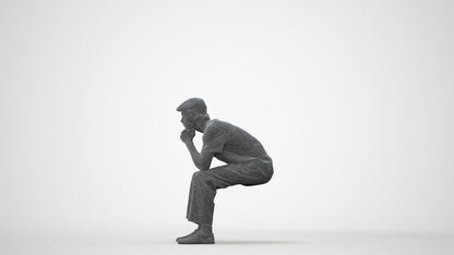 3D scanned man sitting casual, photorealistic archviz people for Enscape and SketchUp, square thumbnail
