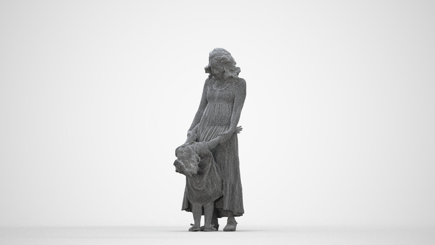 3D human model girl casual kids, photogrammetry scanned person for archviz, wireframe back view