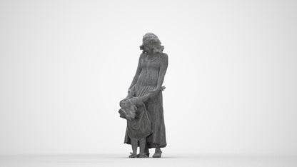 3D human model girl casual kids, photogrammetry scanned person for archviz, wireframe back view