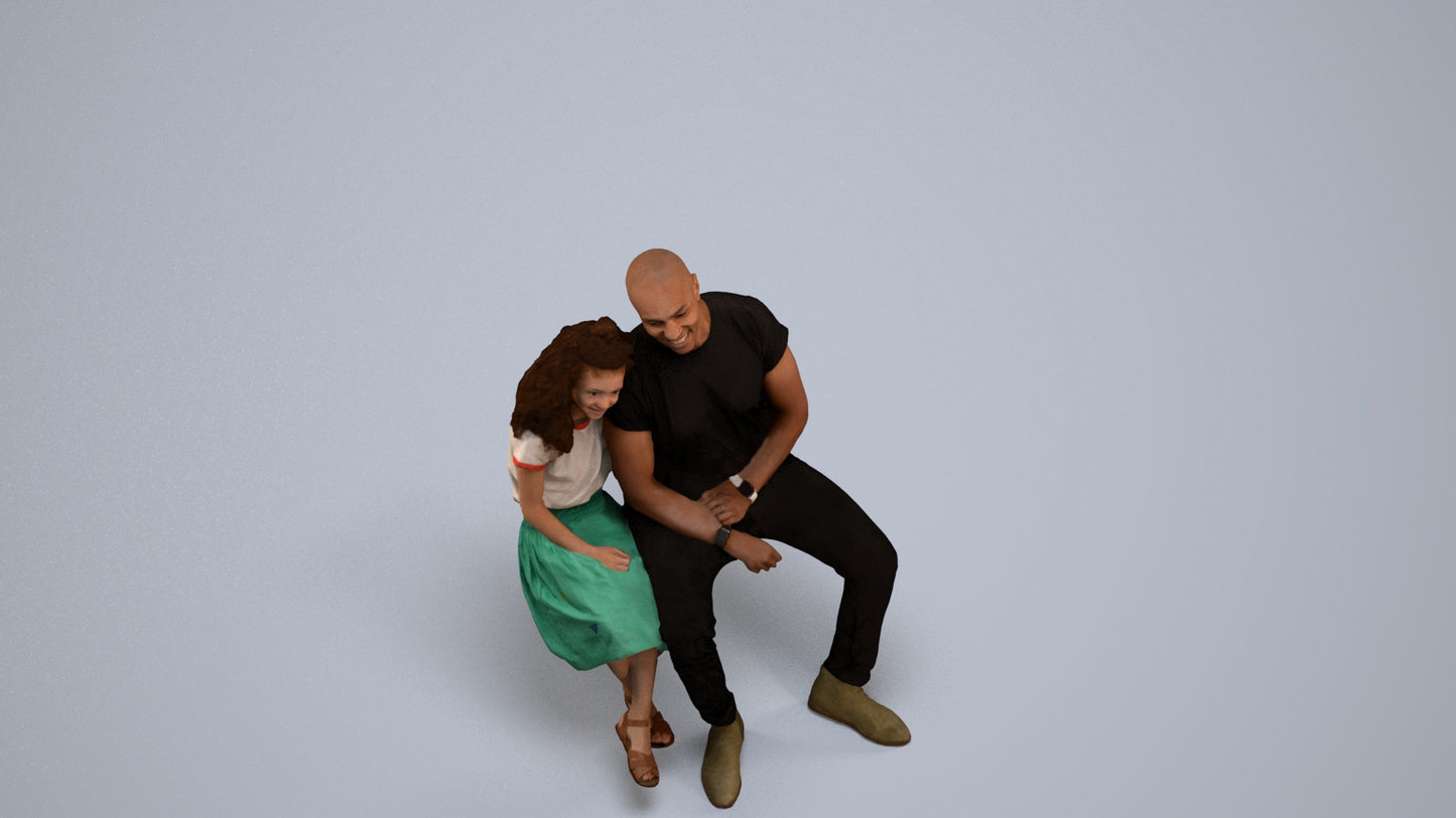 3D scanned girl kids casual, photorealistic archviz people for Enscape and SketchUp, back view render