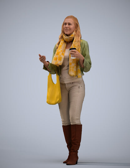 3D human model woman casual standing, photogrammetry scanned person for archviz