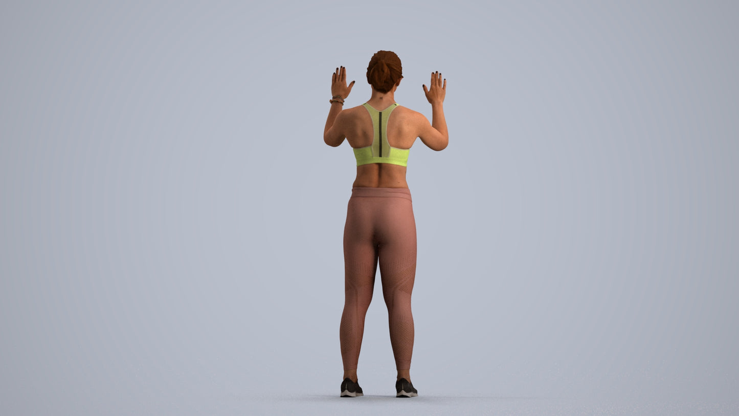 3D scanned woman sport, photorealistic archviz people for Enscape and SketchUp, front view render