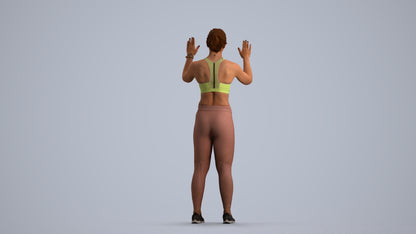 3D scanned woman sport, photorealistic archviz people for Enscape and SketchUp, front view render