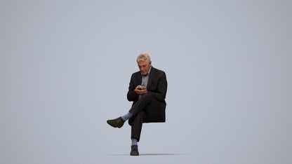 realistic 3D human senior man business, archviz people FBX OBJ for Blender, top-down view render