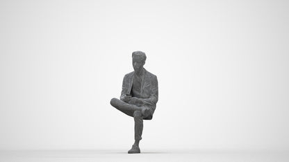 3D scanned man business, photorealistic archviz people for Enscape and SketchUp, wireframe back view
