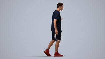 realistic 3D man sport, scanned archviz people for Blender and 3ds Max, side view render