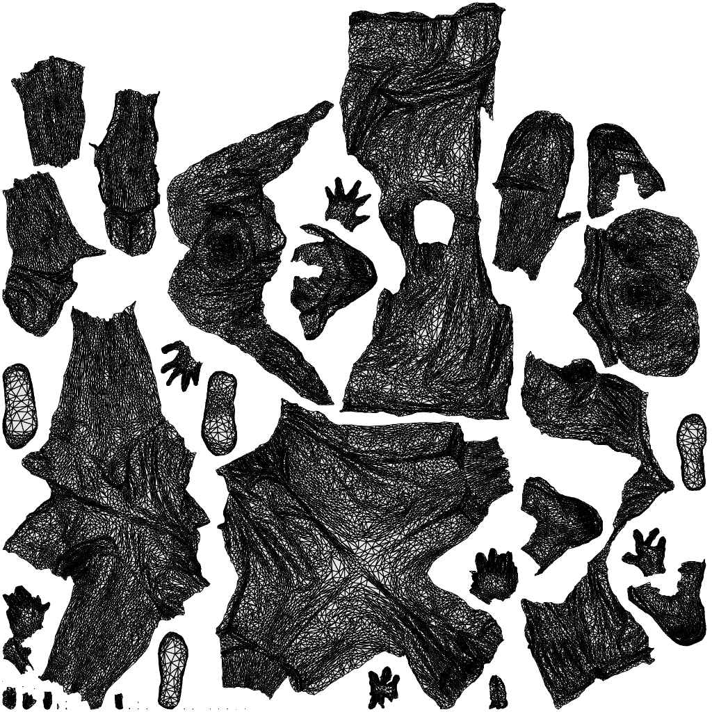3D people model girl kids, scanned human for 3ds Max rendering, wireframe top-down view