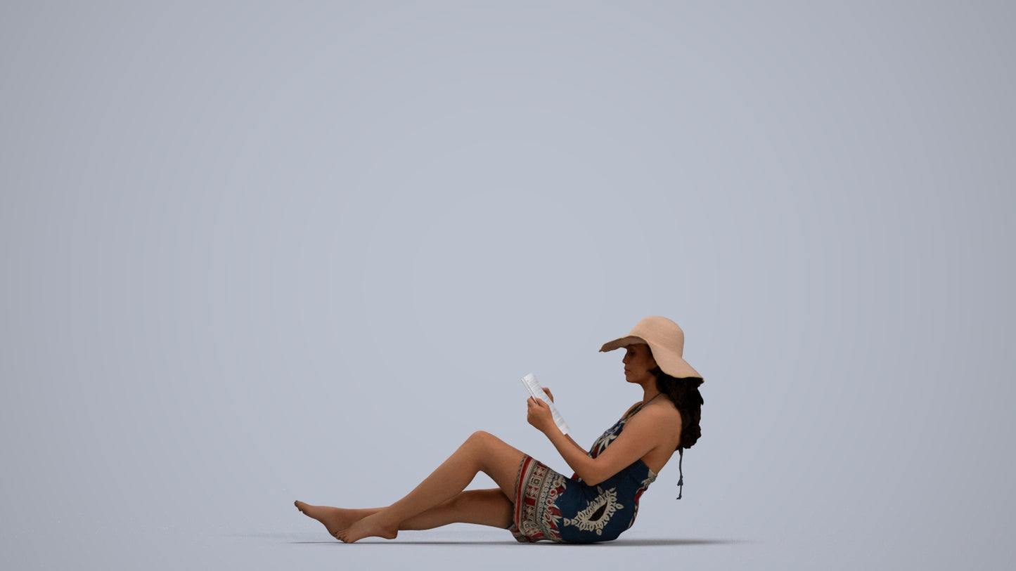 3D scanned woman pool, photorealistic archviz people for Enscape and SketchUp, standing pose render