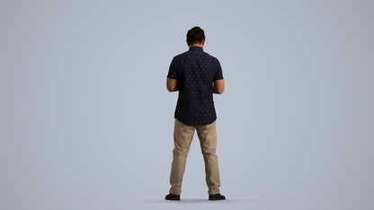 3D people model man casual standing, scanned human for 3ds Max rendering, front view render